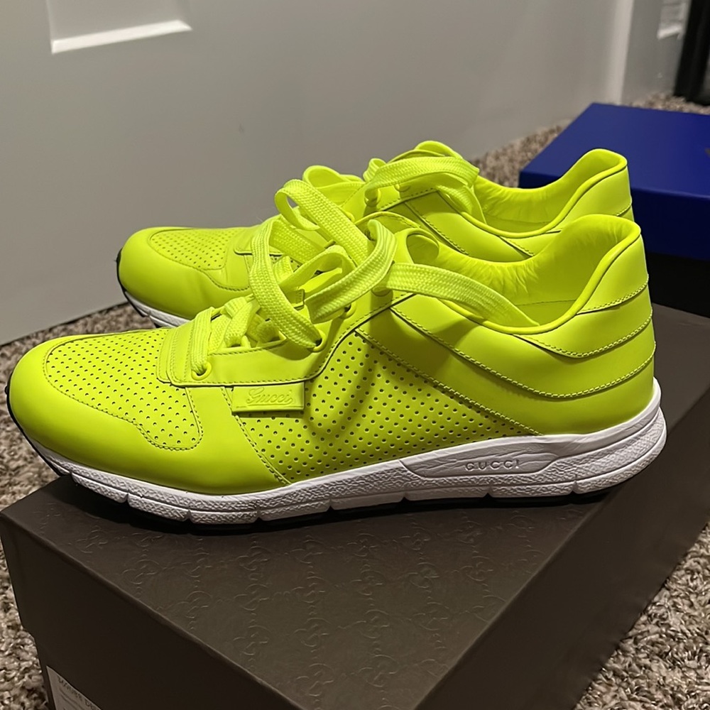 Gucci Neon Green Sneakers! Like new